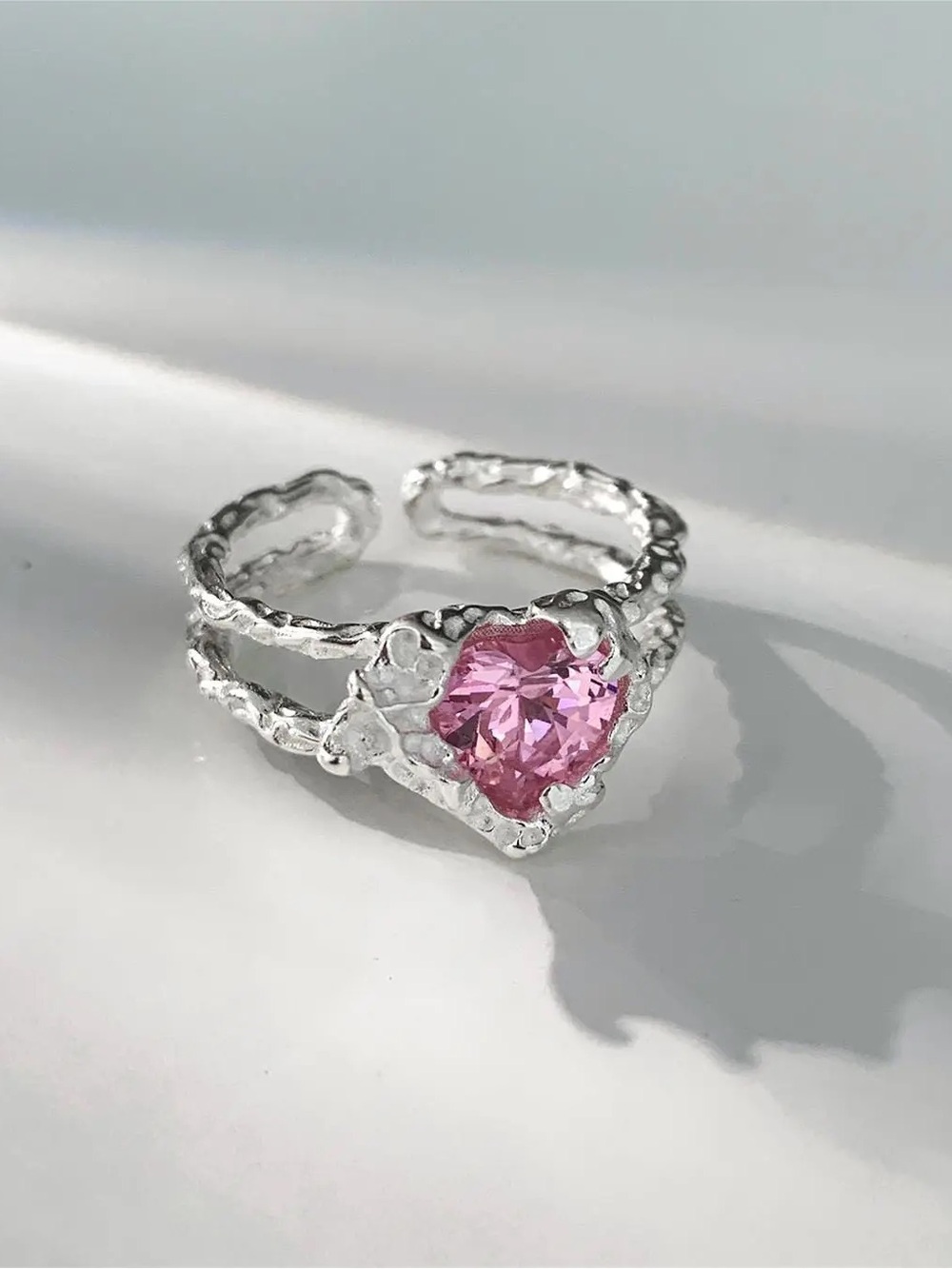 Y2K-Style Textured Silver Ring